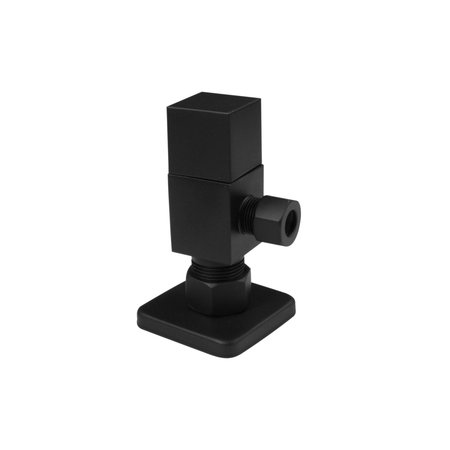 WESTBRASS Square, Brass Toilet Kit 1/4-Turn Round Angle Stop 1/2" Copper x 3/8" Comp in Matte Black D105QS-62